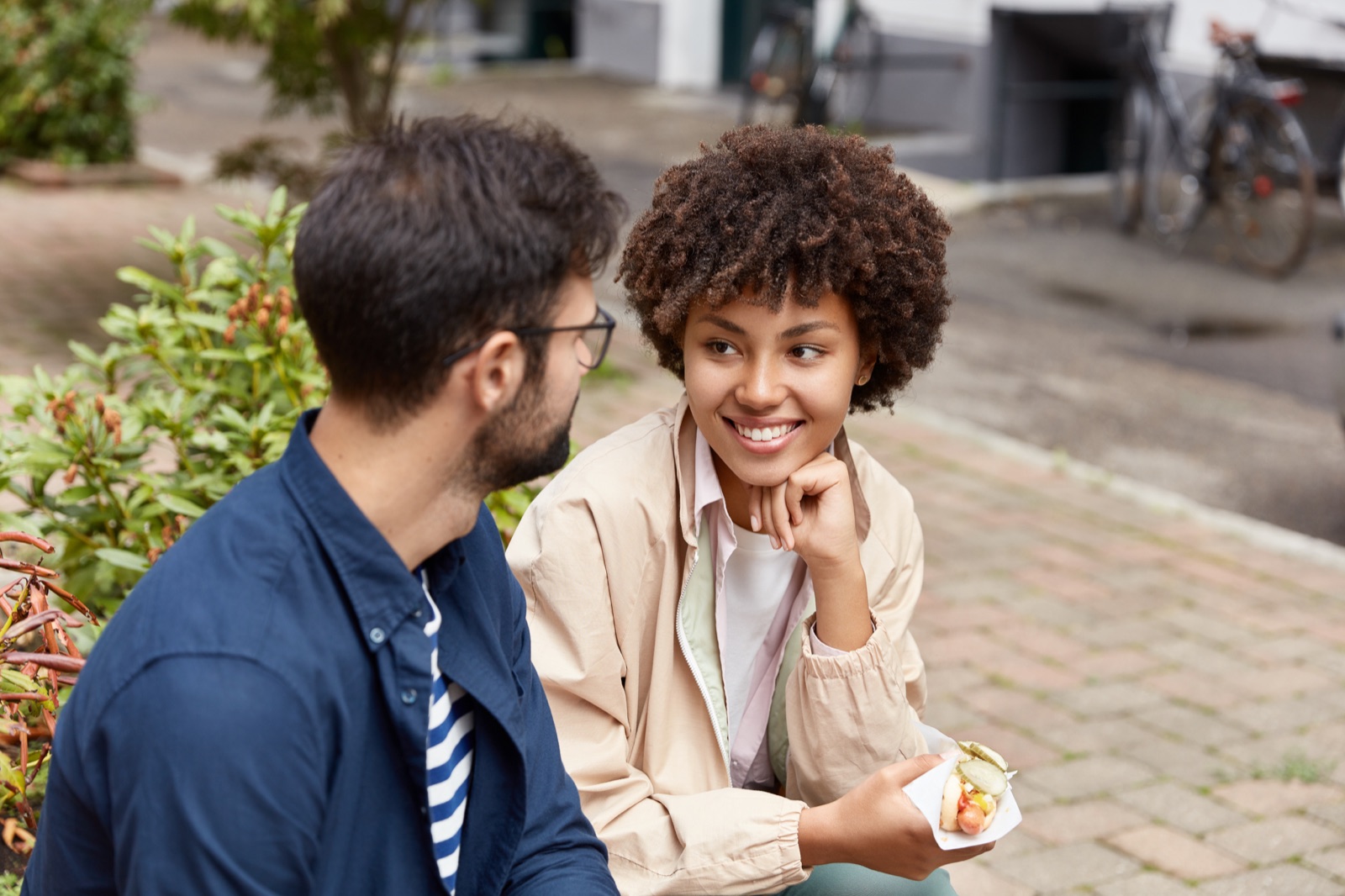 A couple connecting over coffee