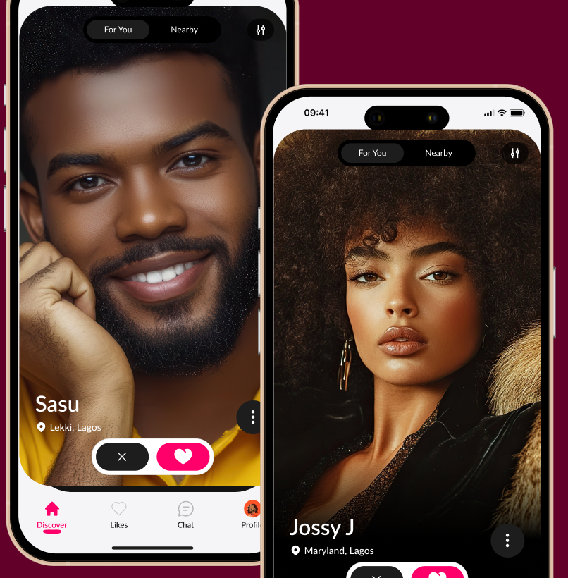 Sasu on the rear phone and Jossy J on the foreground phone